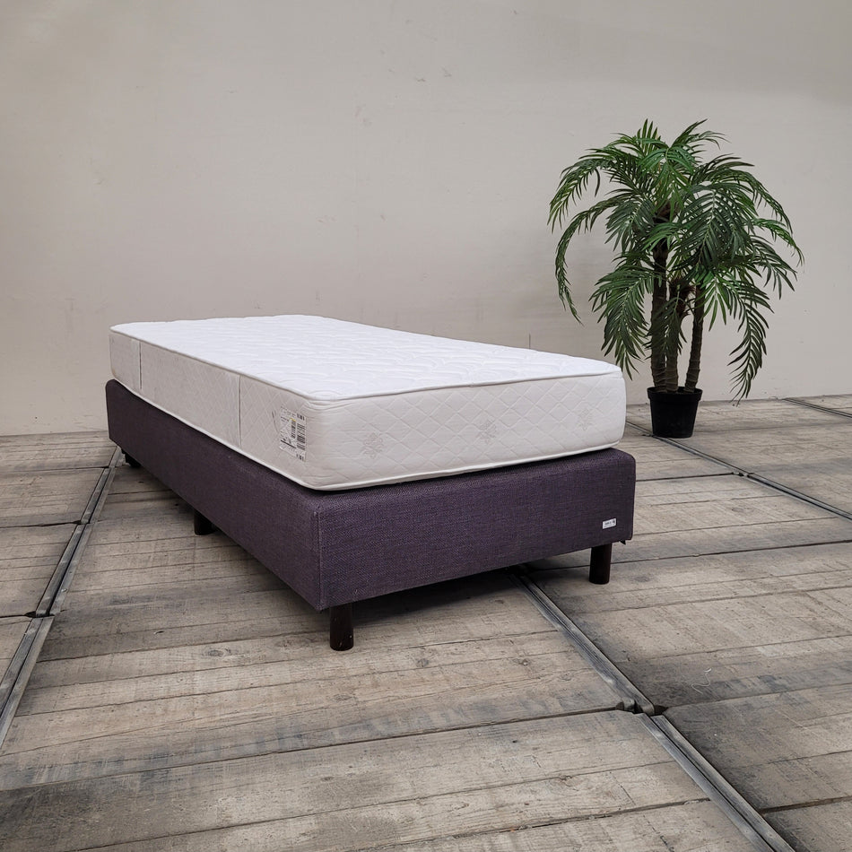 Boxspringbett 90x200 Lila Stoff Inklusive Matratze Einzelbett Bett Gebraucht