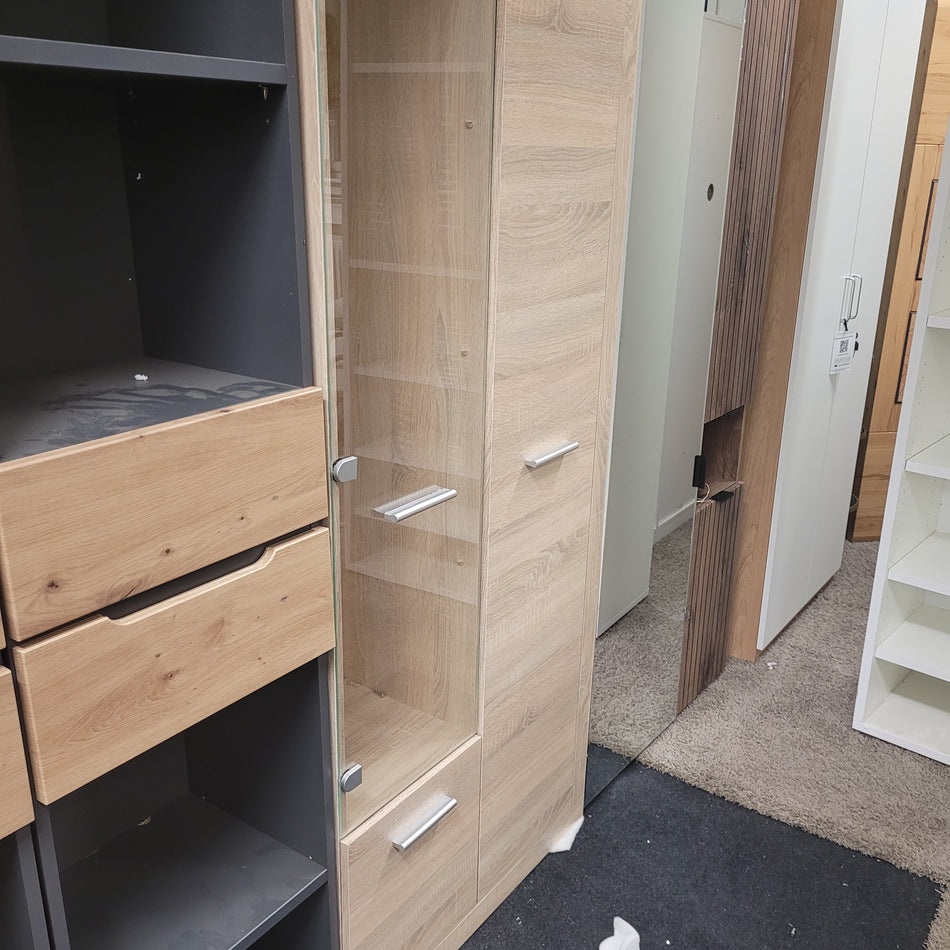 Schrank Vitrine Holz Glas rechts 195cm Wohnzimmer