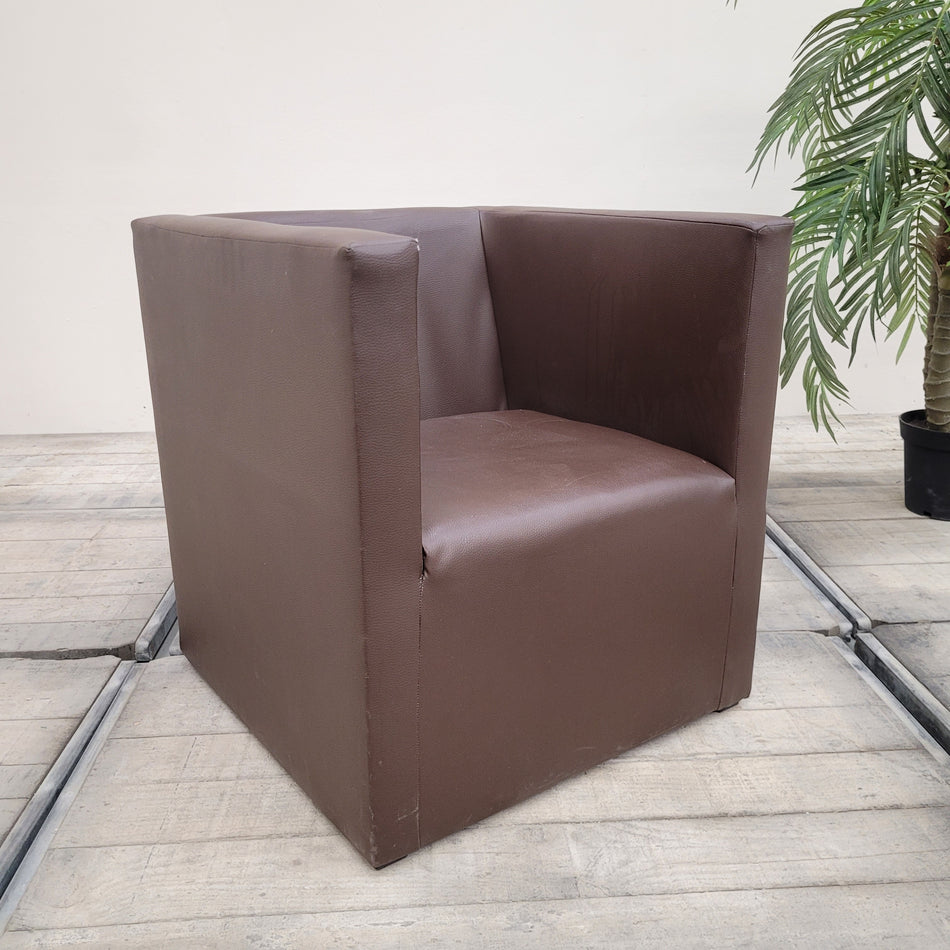Lounge Sessel Kunstleder Braun Clubsessel Hotelsessel Gebraucht