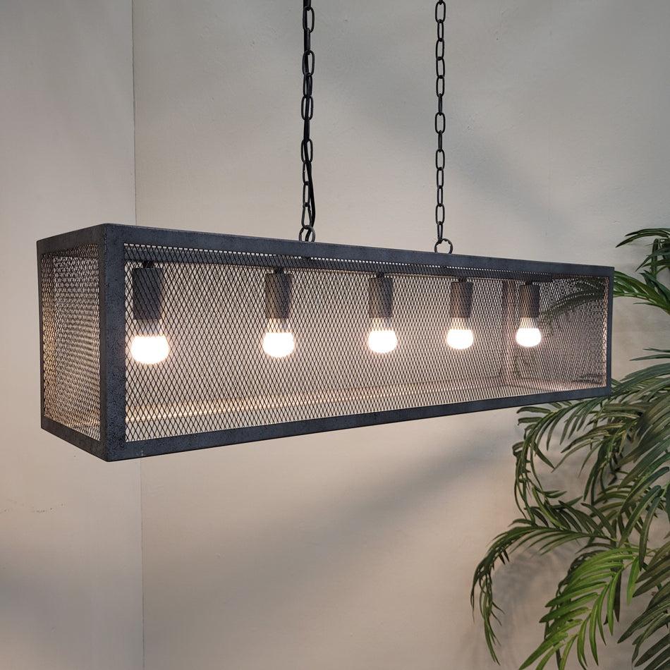 Hängeleuchte Schwarz Metall Industrial-Design Gitter-Optik Deckenlampe Lampe
