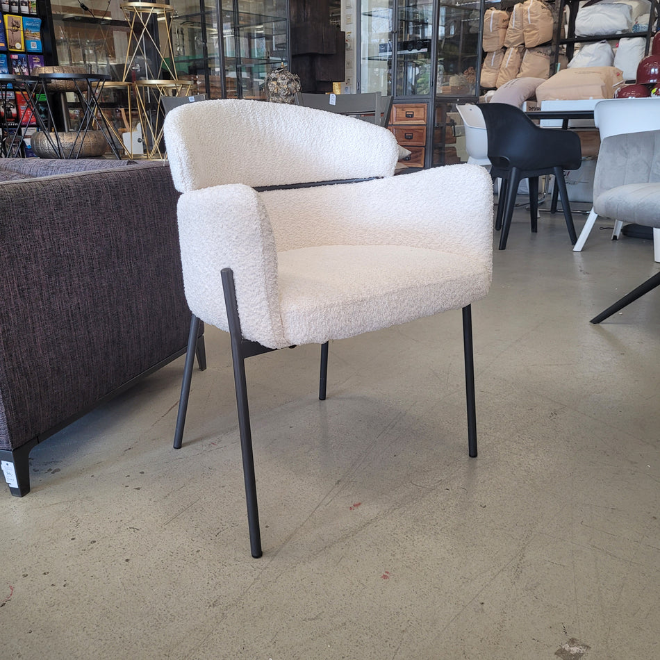 Esszimmerstuhl Boucle Weiß Stuhl Armlehnstuhl