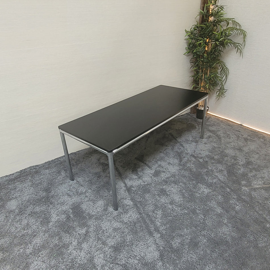 Bosse Schreibtisch gebraucht schwarz Holz Chrom Tisch 175x75