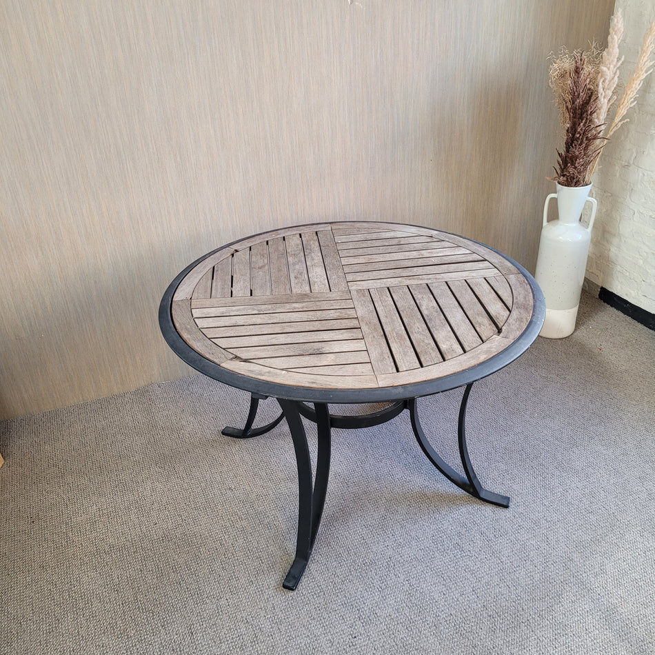 Outdoor Gartentisch gebraucht braun Metall Holz Tisch
