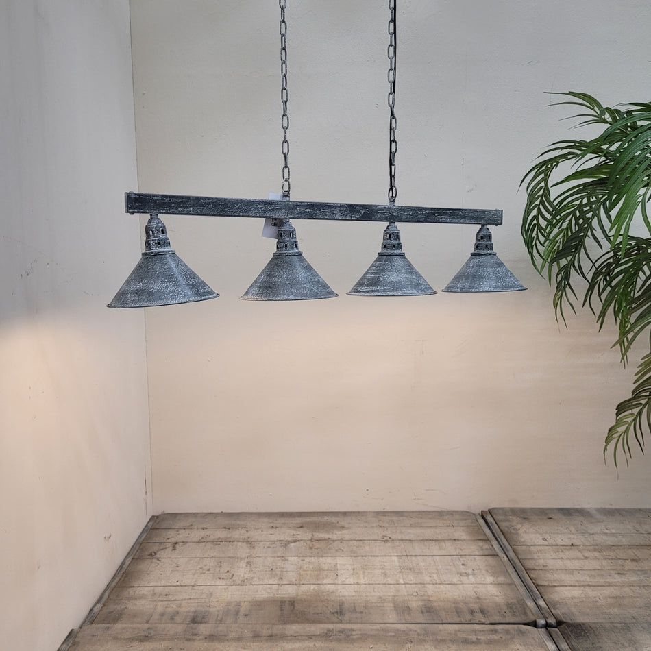 Industrie Deckenlampe Balkenleuchte 4-flammig Metall Grau Lampe
