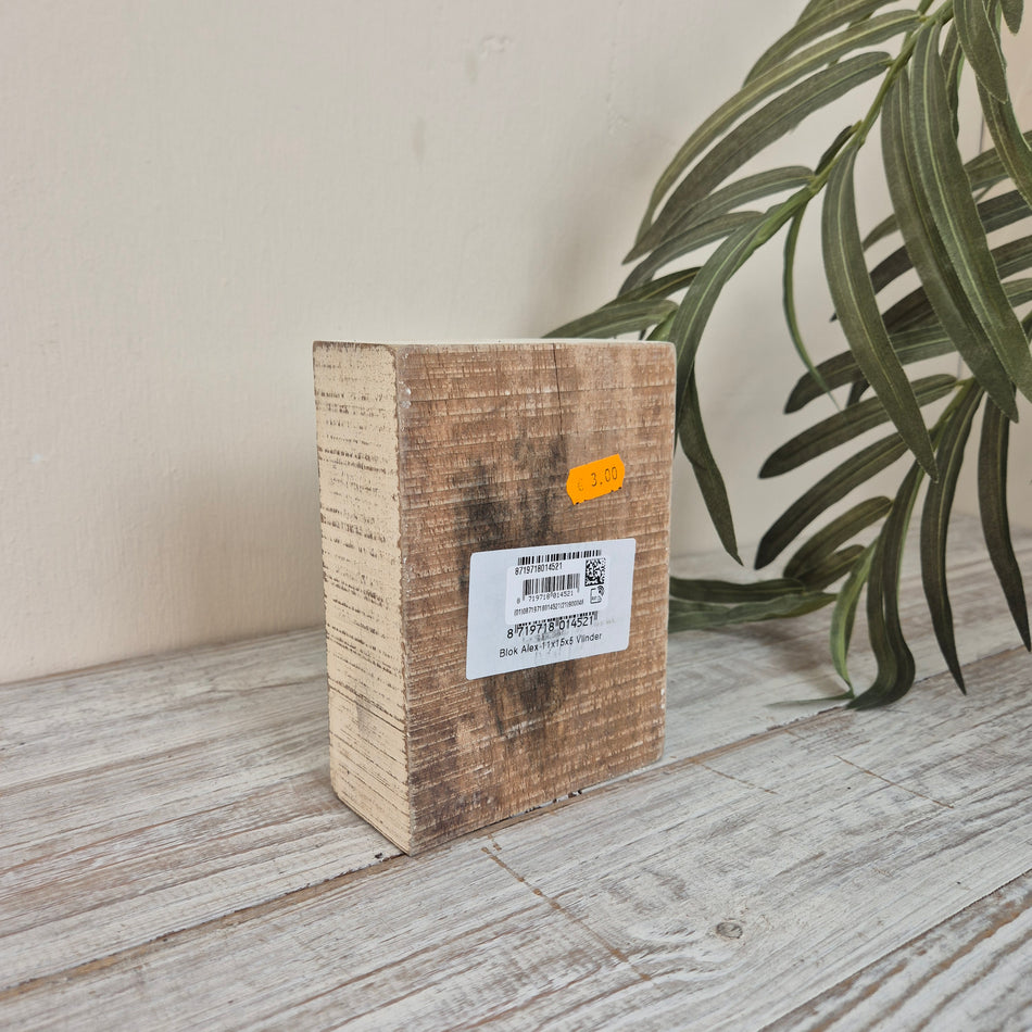 Dekorativer Block Holz Schmetterling Weiß Schwarz 15 cm