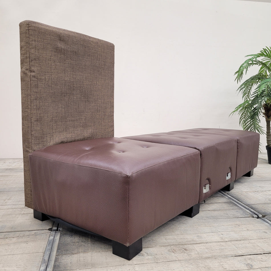 Sitzbank Modul 210x110 Braun Kunstleder Stoff Lounge-Sitzmöbel Sofa Gebraucht