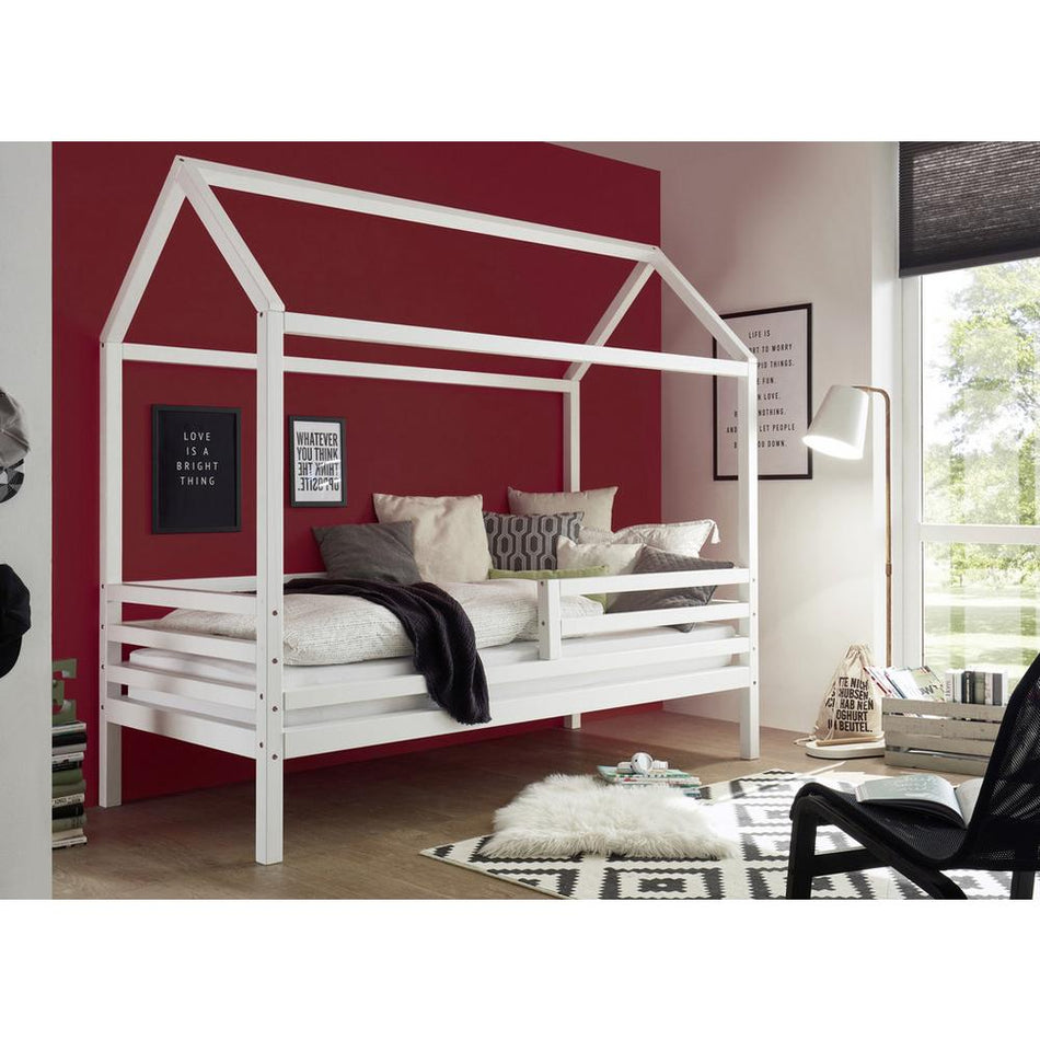 Karlson Hausbett Kinderbett aus massiver Kiefer Weiß