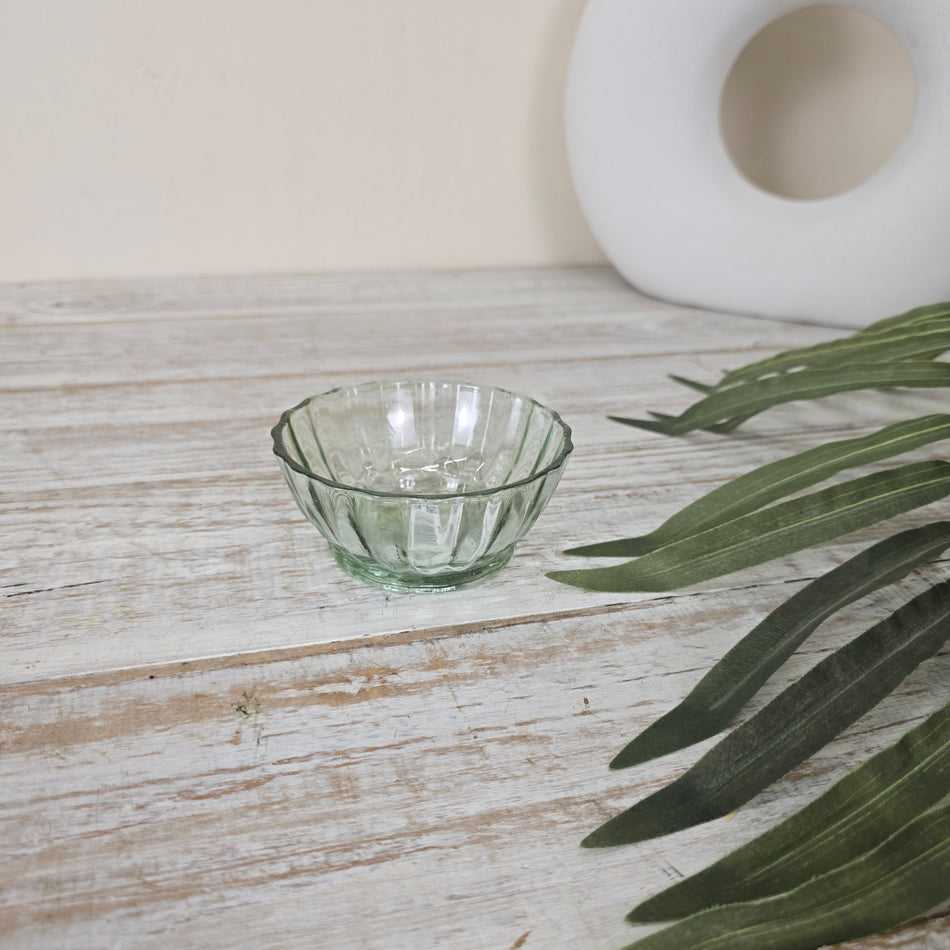 Glasschale Riffelung 9,5cm Schälchen Grün Glas Dessertschale Deko