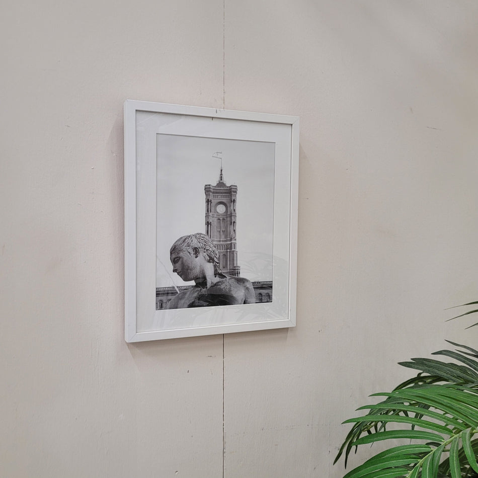 Wandbild Turm Statue Schwarz-Weiß Deko gerahmtes Foto Gebraucht