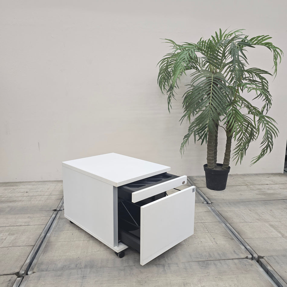 Moderner Bürocontainer 2 Schubladen Weiß Rollcontainer Gebraucht