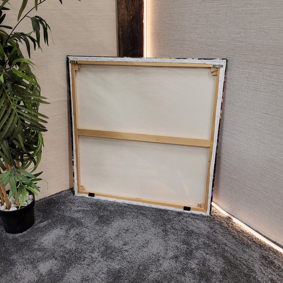 Wandbild Leinwand gebraucht bunt grün Motiv Frankfurt Bahnhof Bild 90x90