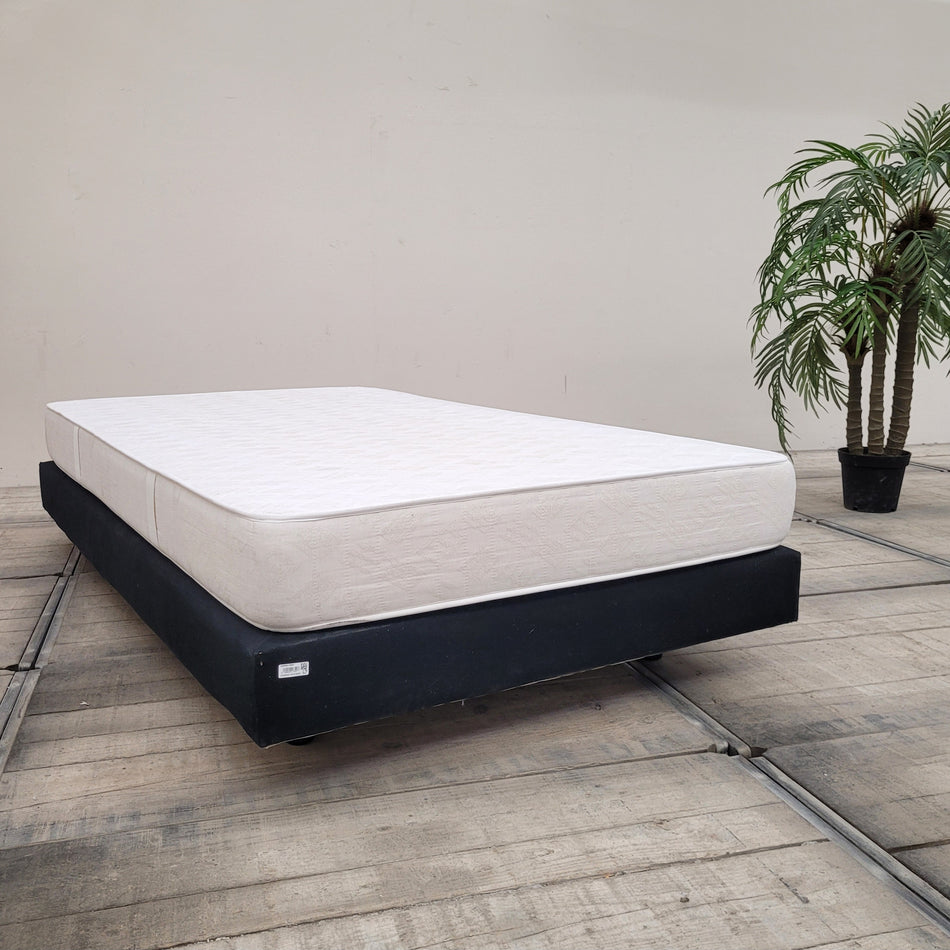 Boxspringbett 120x200 Schwarz Stoff Inkl. Matratze Einzelbett Bett Gebraucht