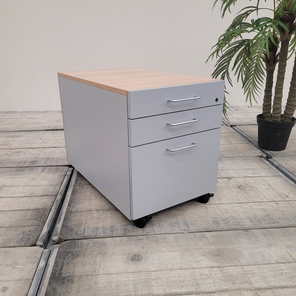 VS Büro Rollcontainer Mobilcontainer Hellgrau Holzoptik Gebraucht