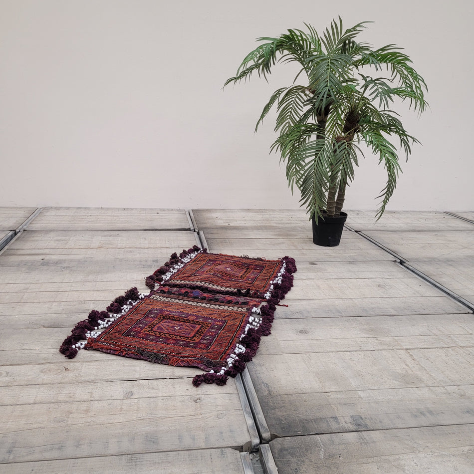 Orientalischer Khorjin Satteltasche  Teppich Vintage 70x130 Gemustert