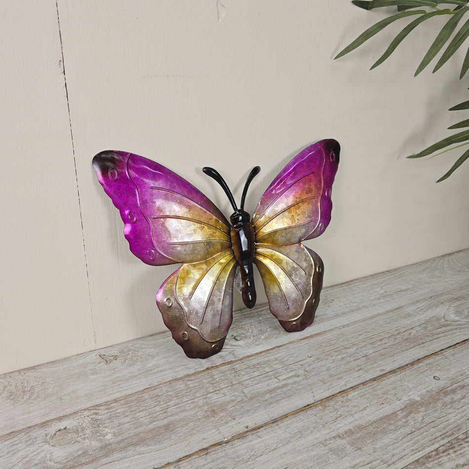 Schmetterling Susanne Metall 40cm Pink Gelb Mehrfarbig Wanddeko Deko