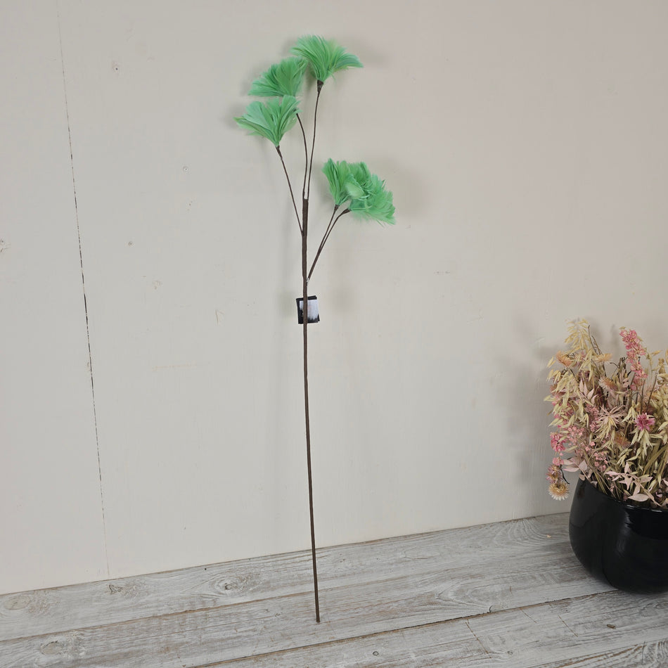 Federblume Grün 85cm mit Blüten Kunstzweig Deko