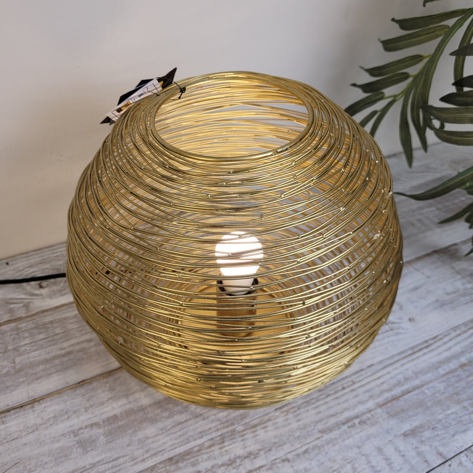 PTMD Andres Tischlampe Kugel Gold Metall Tischleuchte Draht