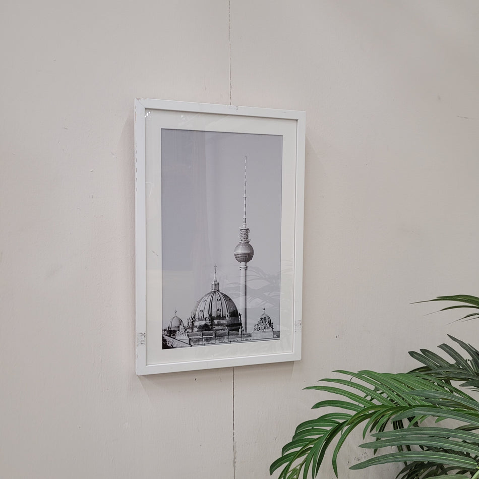Wandbild Fernsehtum Reichstag Berlin Schwarz-Weiß gerahmtes Foto Deko Gebraucht