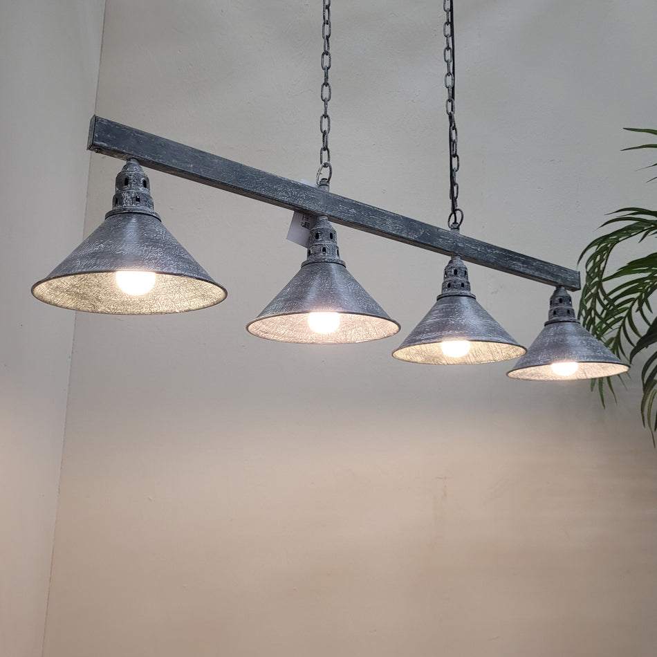 Industrie Deckenlampe Balkenleuchte 4-flammig Metall Grau Lampe