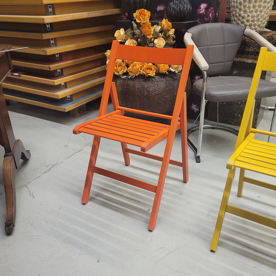 Stuhl Klappstuhl Holz orange Gartenstuhl Outdoor