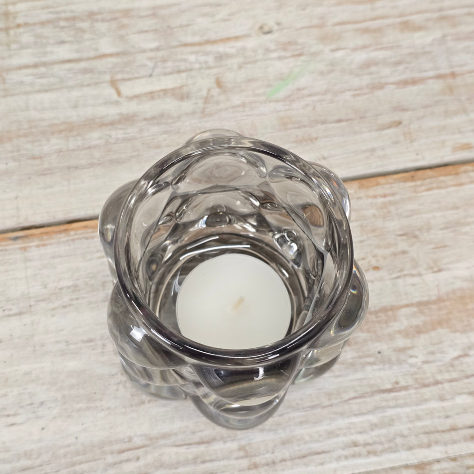 PTMD Teelichthalter Lonnie 9cm Bubble Glas Kugeloptik Windlicht