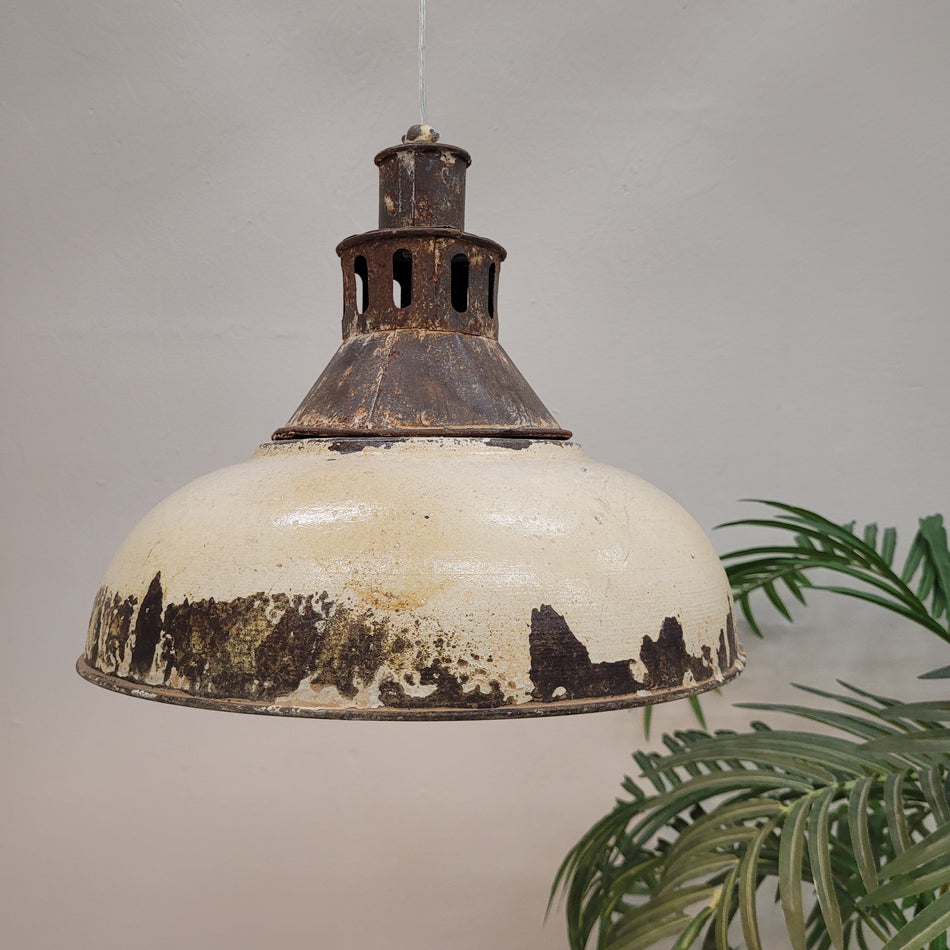 Industrial Hängeleuchte Weiß/Rost Metall Vintage-Stil Deckenlampe Lampe Gebraucht