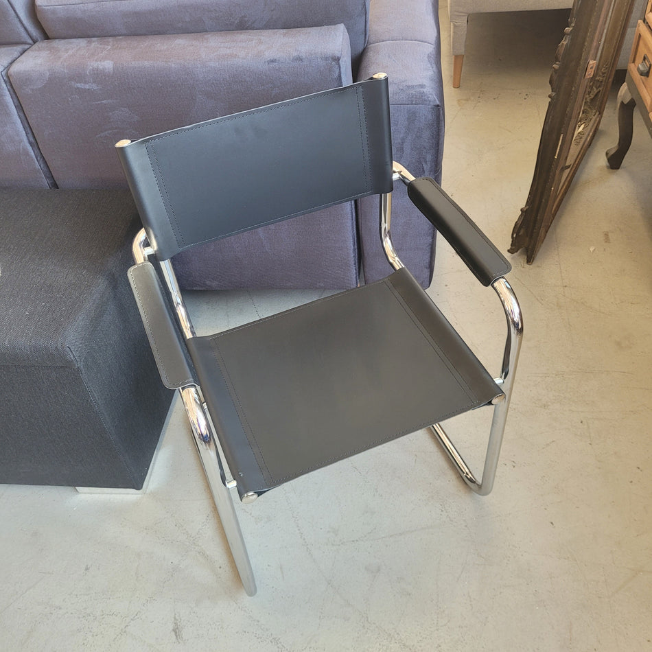 Denver Freischwinger Klassiker Besucherstuhl Leder schwarz