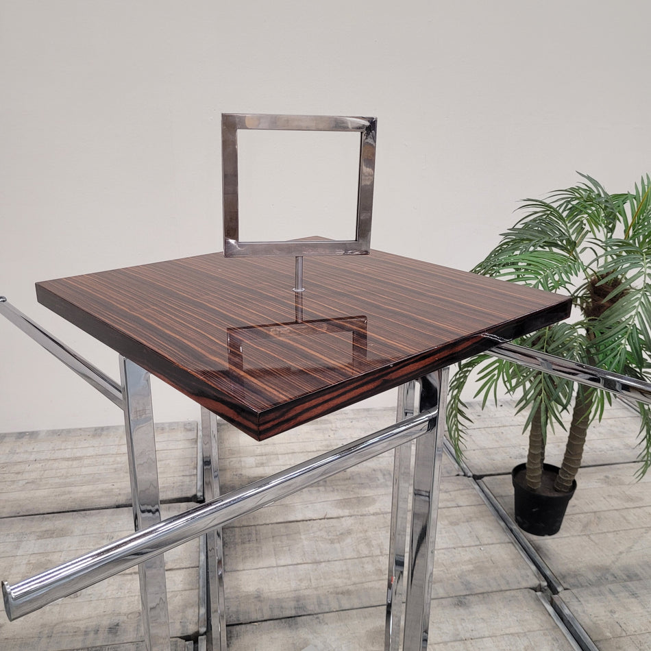 Kleiderständer Konfektionsständer Chrom Makassar Holz Optik Gebraucht