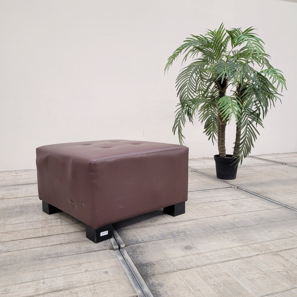 Polsterhocker 70x70 Braun Kunstleder Lounge-Sitzmöbel Hocker Gebraucht