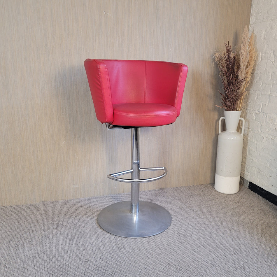 Barhocker gebraucht rot Leder Metall Hocker