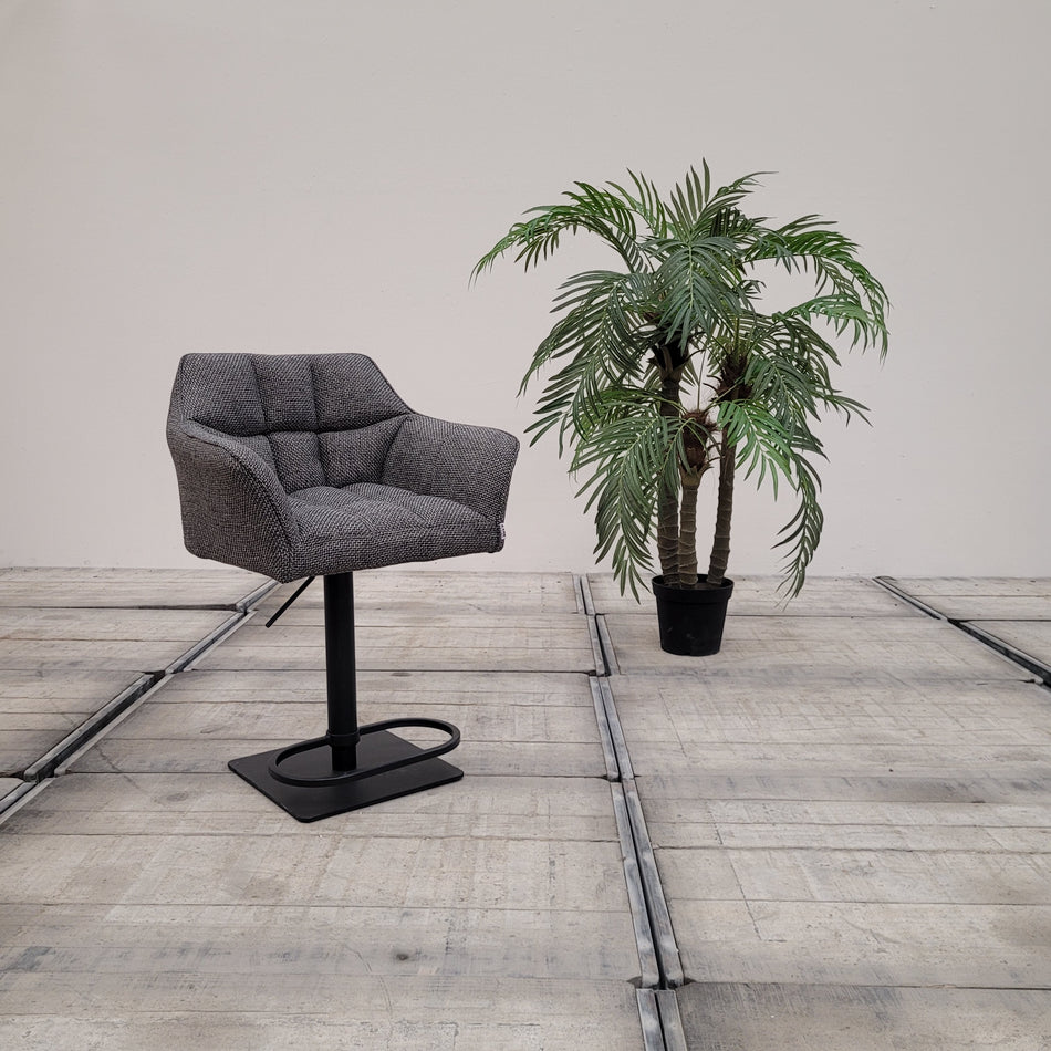 KARE Design Thinktank Barhocker Grau Strukturstoff Höhenverstellbar Design Hocker