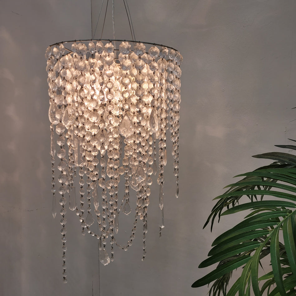 Hängeleuchte Pendelleuchte Kronleuchter Perlen Transparent Lampe Gebraucht
