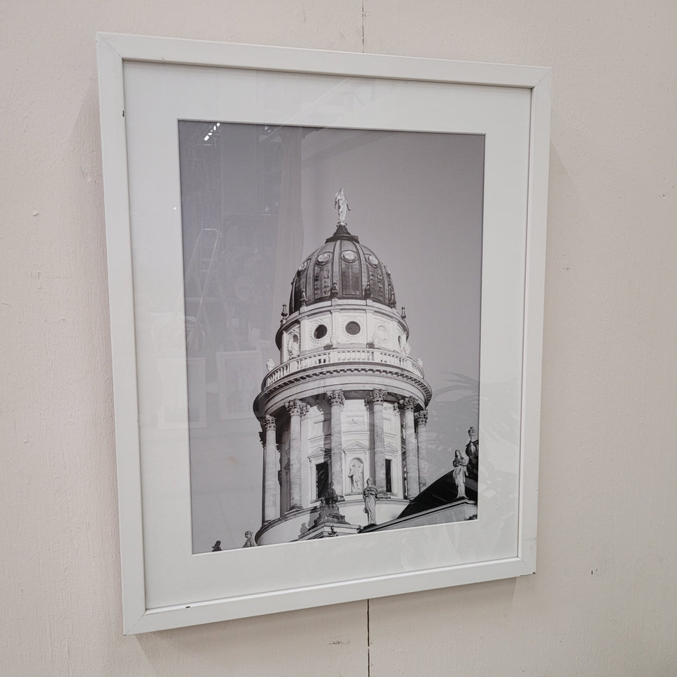 Wandbild Französischer Dom Berlin Schwarz-Weiß gerahmtes Foto Deko Gebraucht
