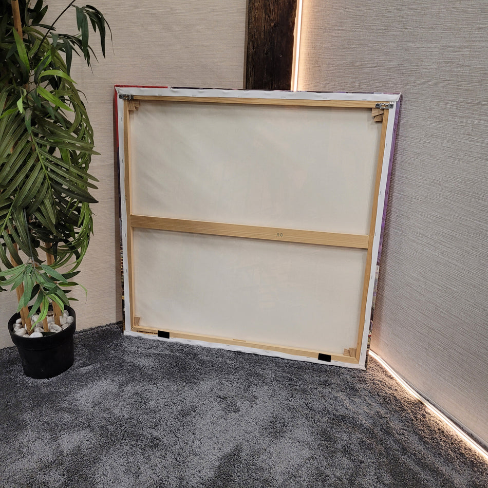 Leinwandbild Frankfurt Skyline Urban Art Wandbild Großformat gebraucht 90x90