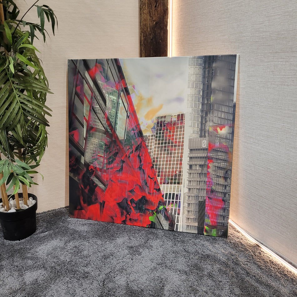 Wandbild Leinwand gebraucht bunt Motiv Frankfurt Häuser Bild 90x90