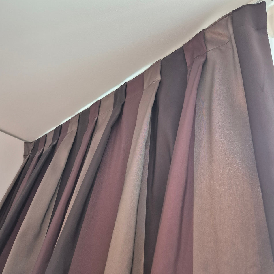 Gardine Vorhang verdunkelnd 255x160 braun bordeaux gestreift glänzend