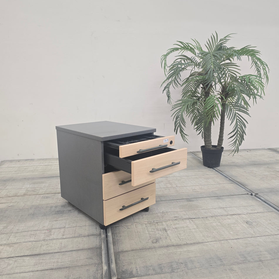 Rollcontainer Schubladencontainer Büro Anthrazit Holzoptik Gebraucht