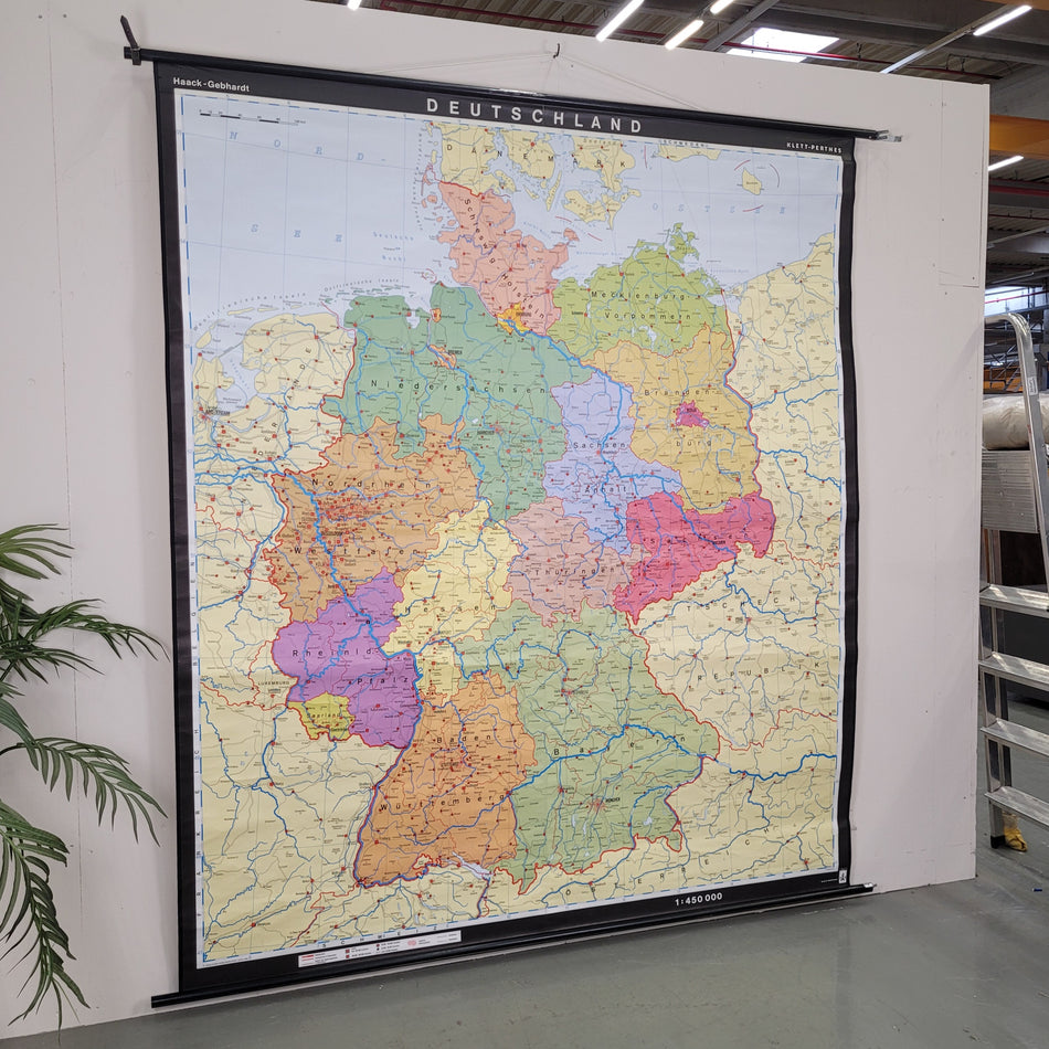 Vintage Schulwandkarte Deutschland  – Lehrtafel Rollbild Wanddeko