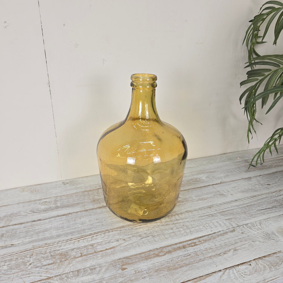 Große Glasvase 42cm Recyceltes Glas Bernstein Glasflasche Deko