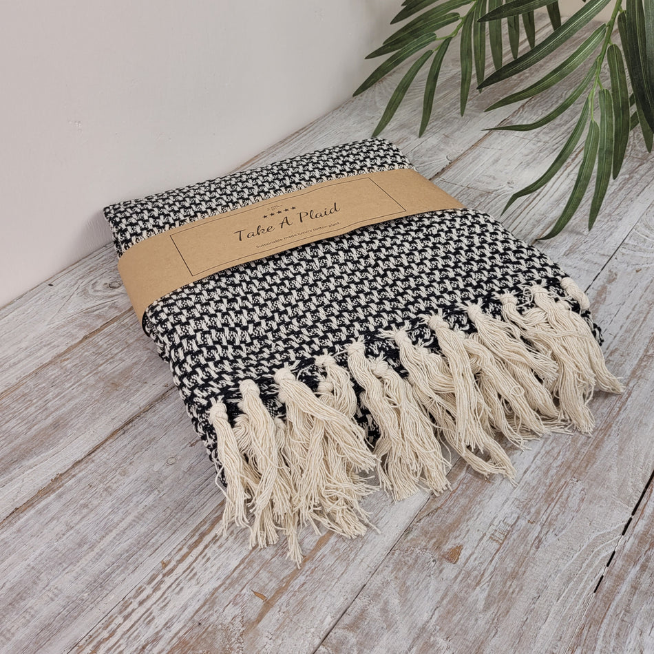 Take A Plaid Kuscheldecke Tagesdecke Schwarz Weiß 130x180 Neu