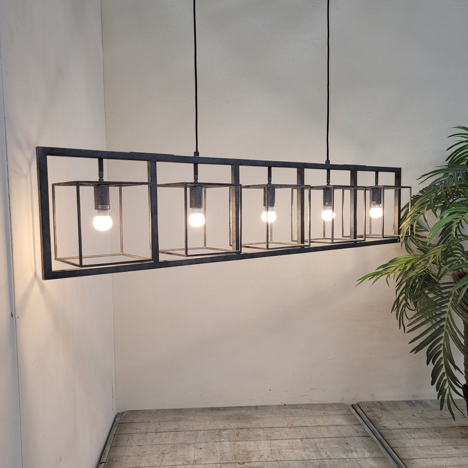 5-flammig Hängeleuchte Schwarz Metall Industrial-Design Deckenlampe Lampe