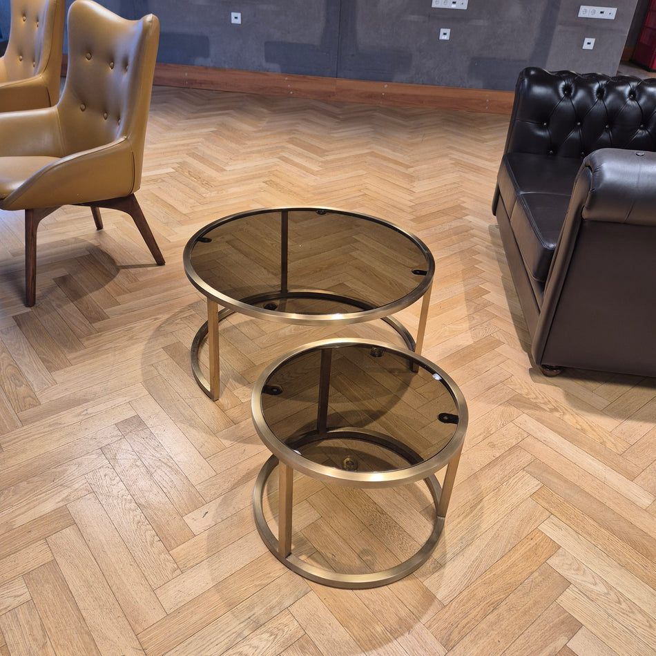 Couchtisch-Set Glas – 2er Set Wohnzimmertisch | Glastisch rund, gebraucht