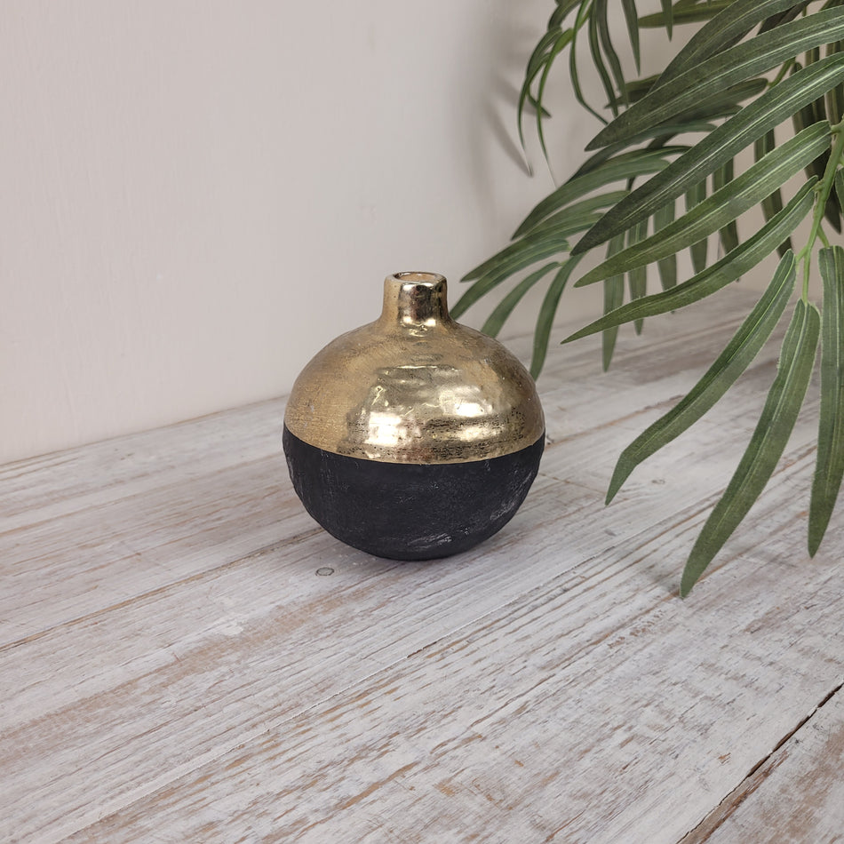 Countryfield Terri Kugelvase Keramik Vase Gold Schwarz Deko