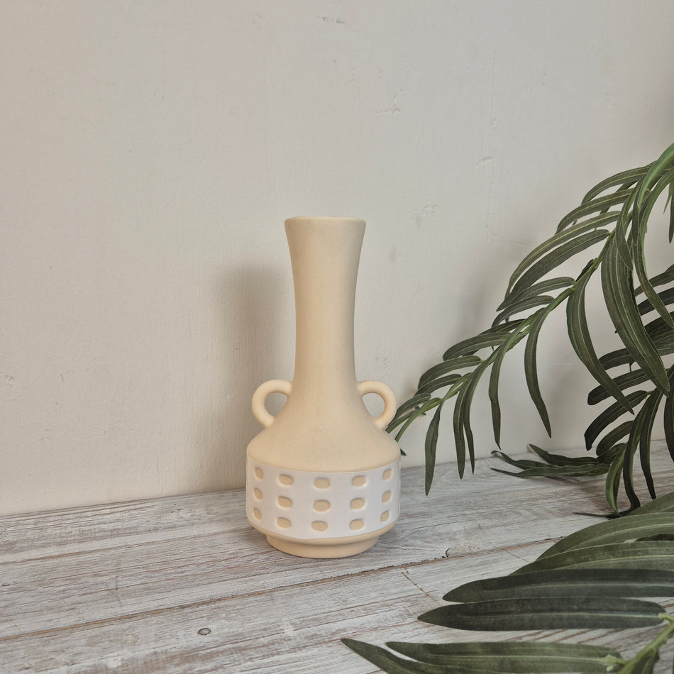 Boltze Home Cimera Vase Creme/Weiß Keramik Mit Griffen Deko