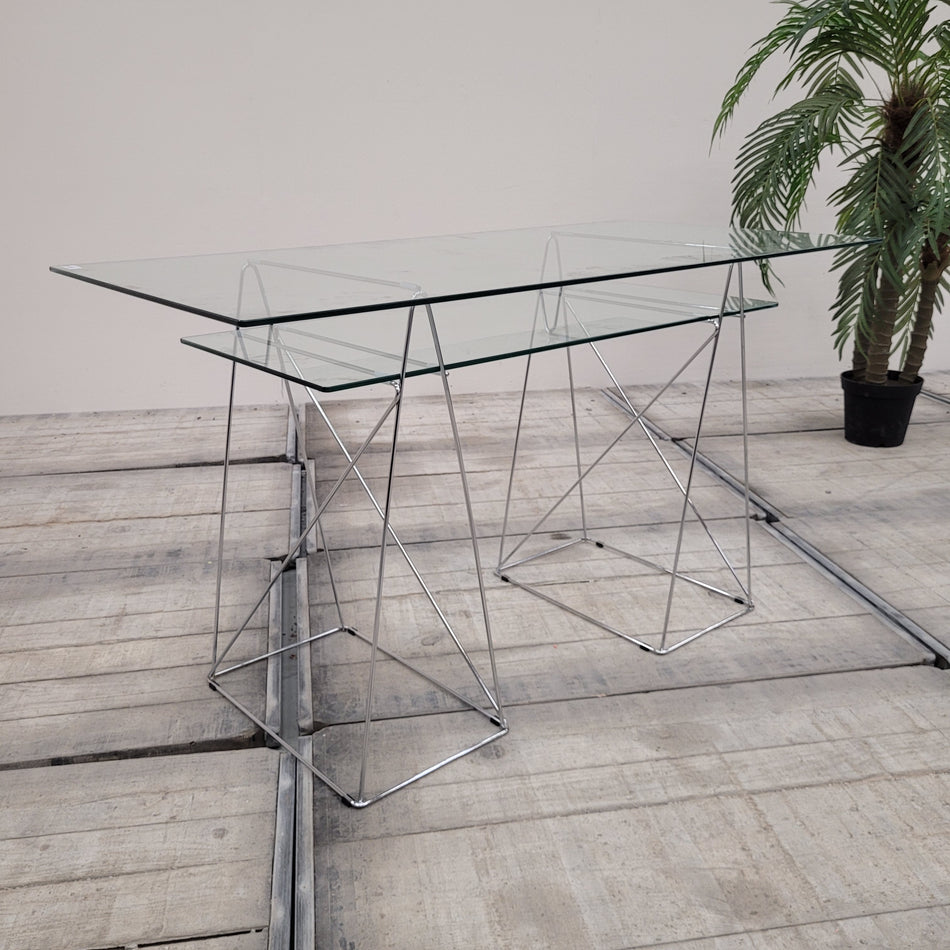 Kare Design Polar Konsole Glastisch Chrom Glas Schreibtisch Tisch