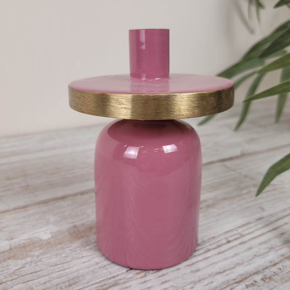 Kerzenständer 14cm Pink Gold Metall Moderner Kerzenhalter Deko