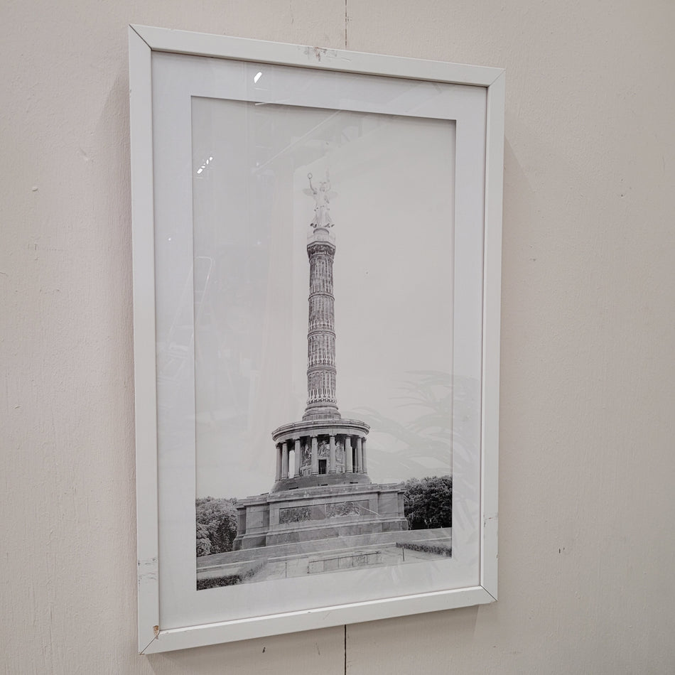 Wandbild Siegessäule Berlin Schwarz-Weiß gerahmtes Foto Deko Gebraucht