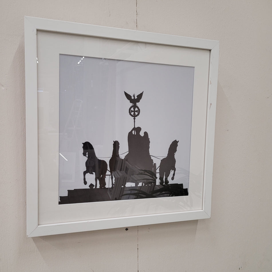 Wandbild Quadriga Berlin Schwarz-Weiß gerahmtes Foto Deko Gebraucht